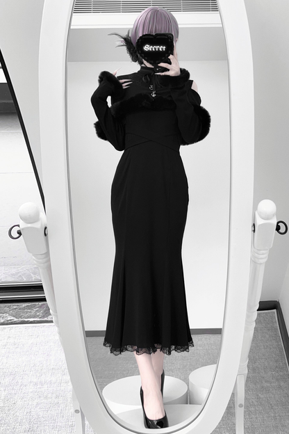 オフショルダークリアマーメイドワンピース