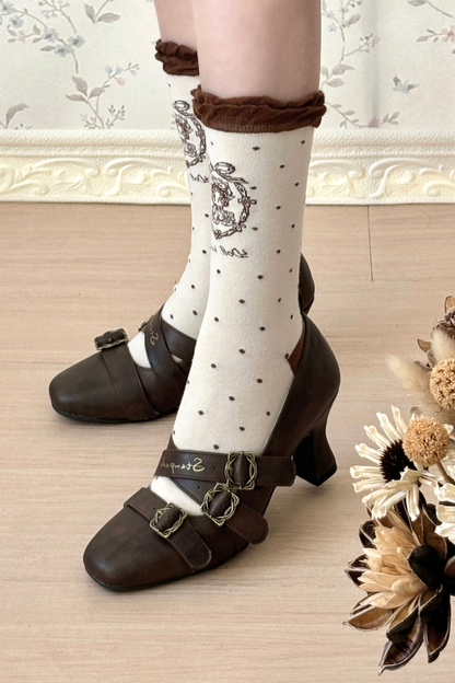 レトロロリータスクエアヒールシューズ