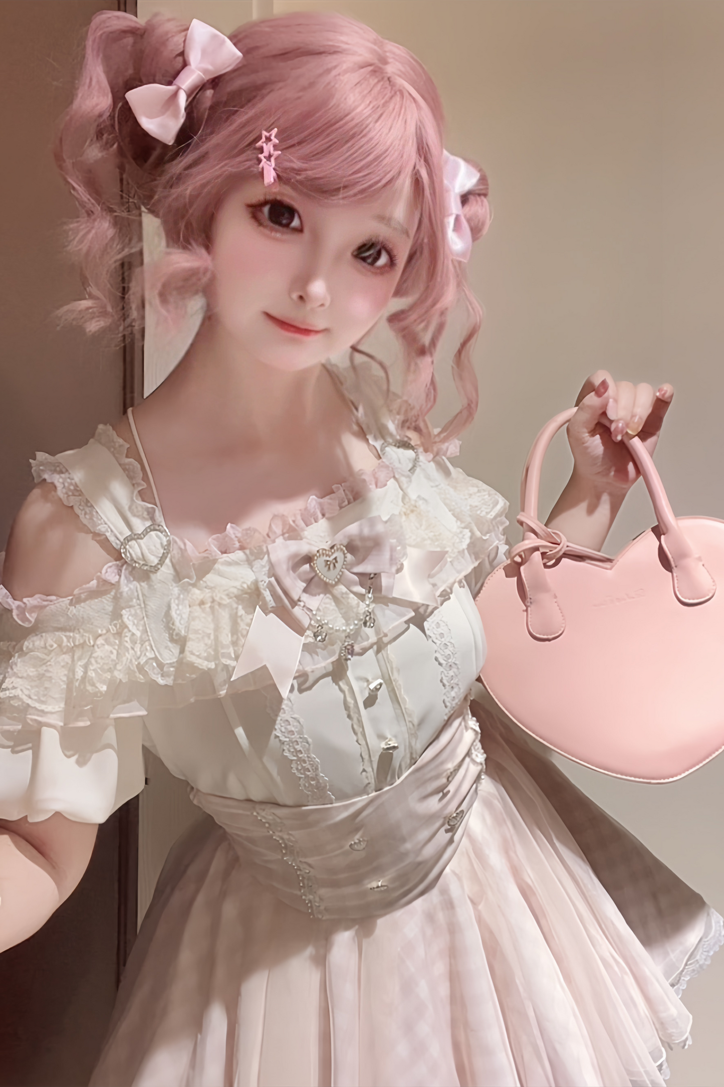 【予約商品】量産オフショルダートップス+ハイウエストスカート