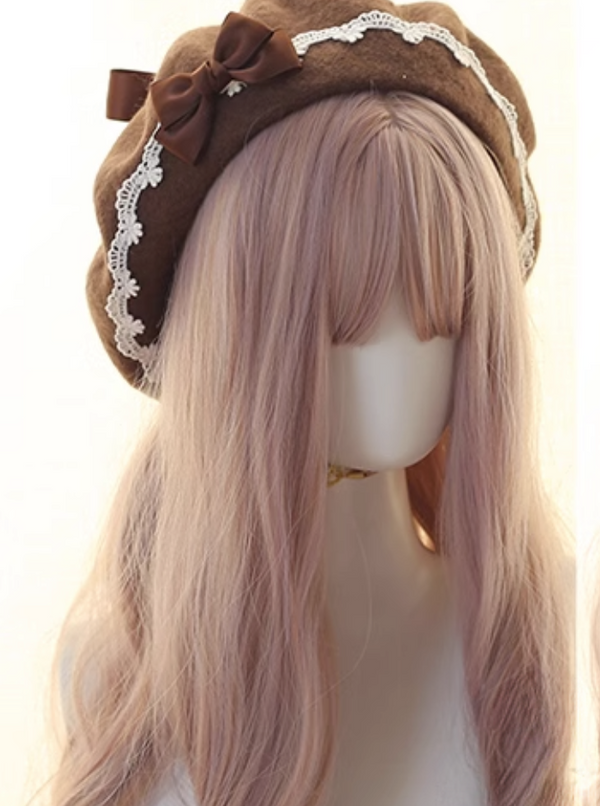 リボンレースベレー帽