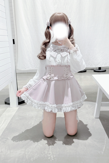 ドールカラーレースシャツ+キュロット