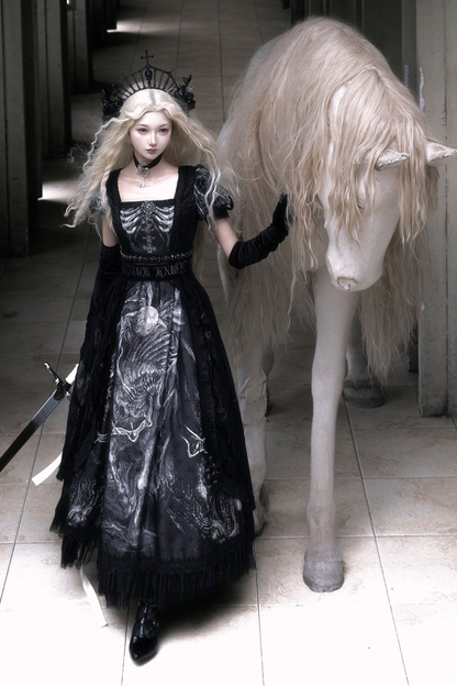 [Vorbestellung bis 8. Juni] Phantom Night Serie Gothic Kreuz Skelett Krone Kopfschmuck Stirnband