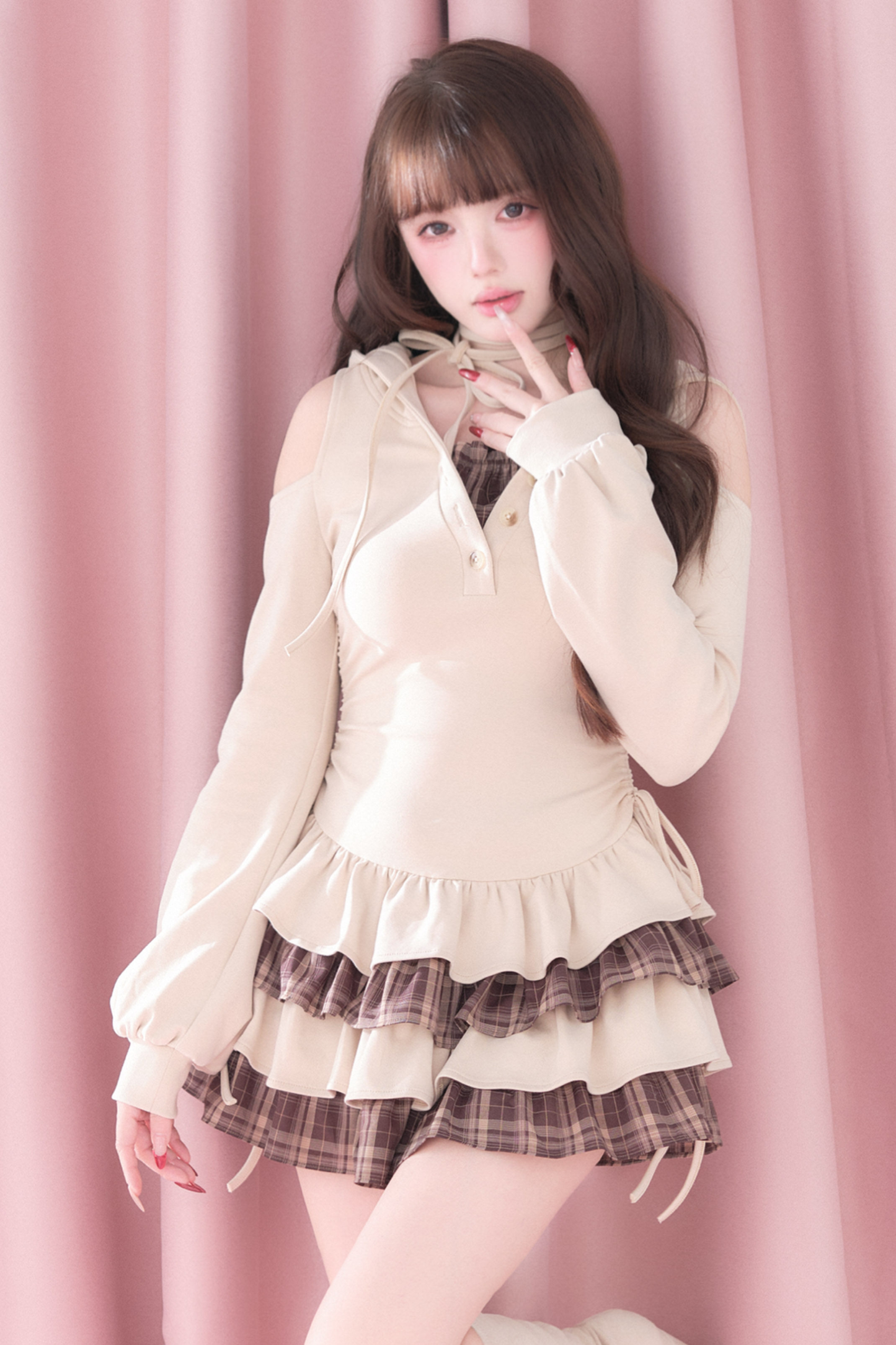 Plaid Ruffle Off-Shoulder Dress