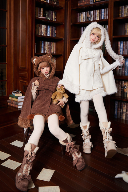 アニマルツイードコート＋ボアショートパンツ