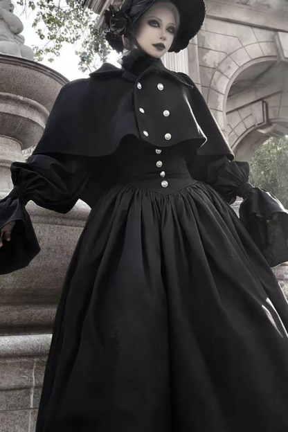 ゴシックロリータケープ+シャツ+スカート+リボン+ボンネット