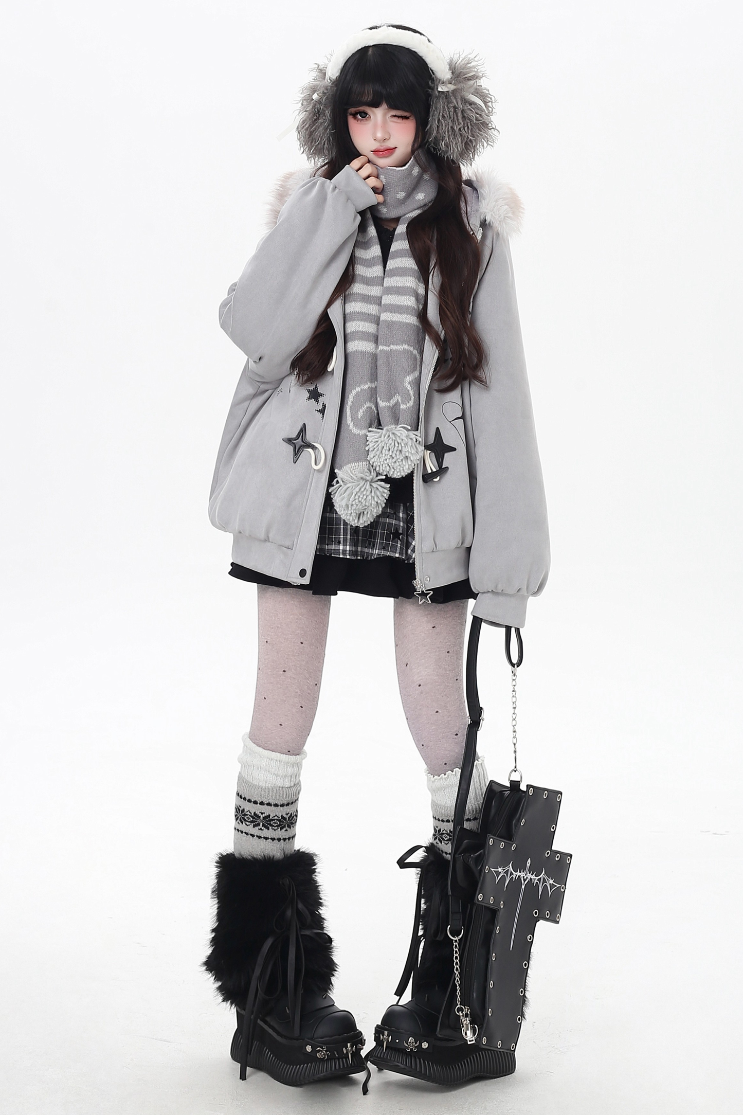 レターファーカラールーズスエードジャケット