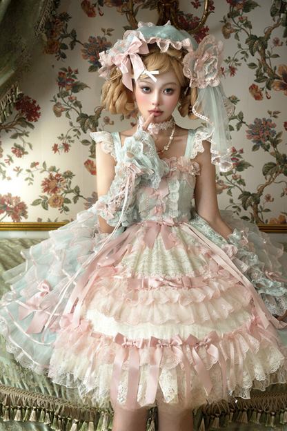 [Reservation deadline on October 18] Rose Garden Floral Pearl Ribbon Tulle Dress