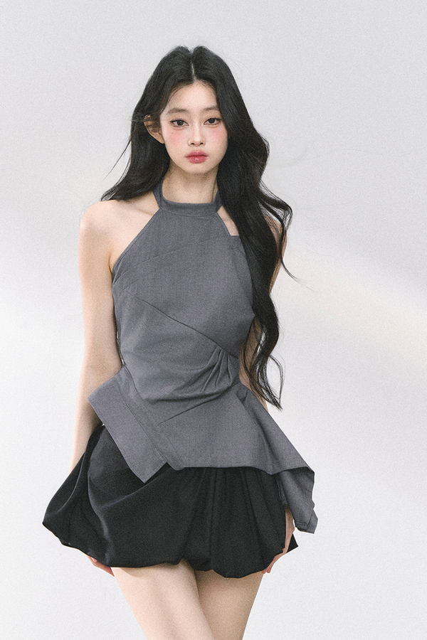 フレンチホットティーホルターネックトップス