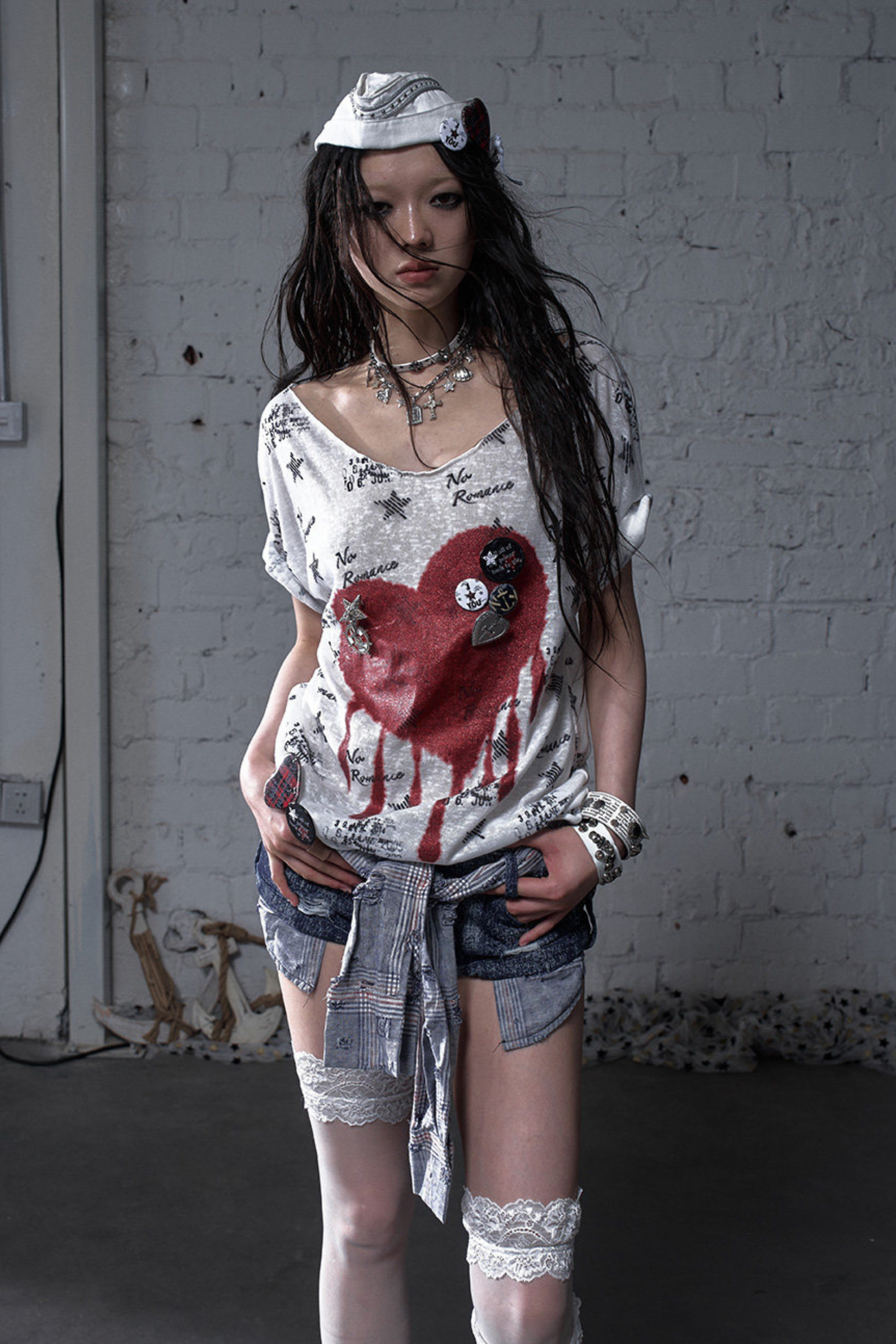 Y2k 타이트 프린트 탑