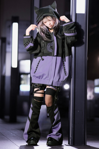 【天使界隈】サイバーテクノロジージャケット+ショートパンツ+レッグカバー
