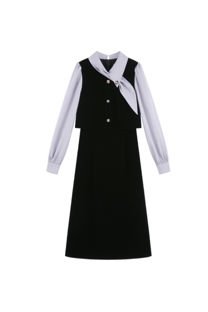 フレンチコントラストレトロドレス