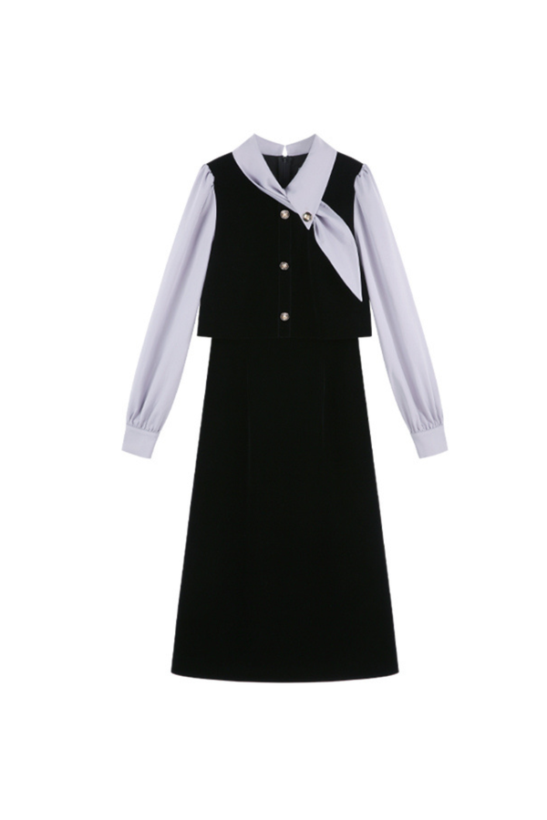 フレンチコントラストレトロドレス