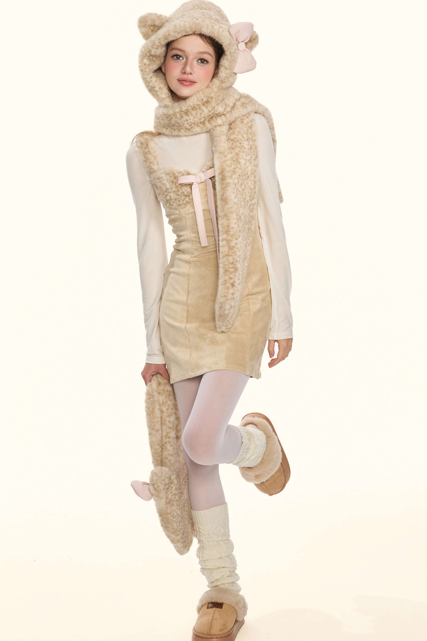 Milk Leopard Fur Sass Skirt