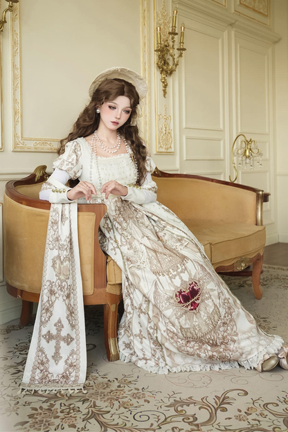 Elegantes Lolita-Kleid + Schal + Halskette