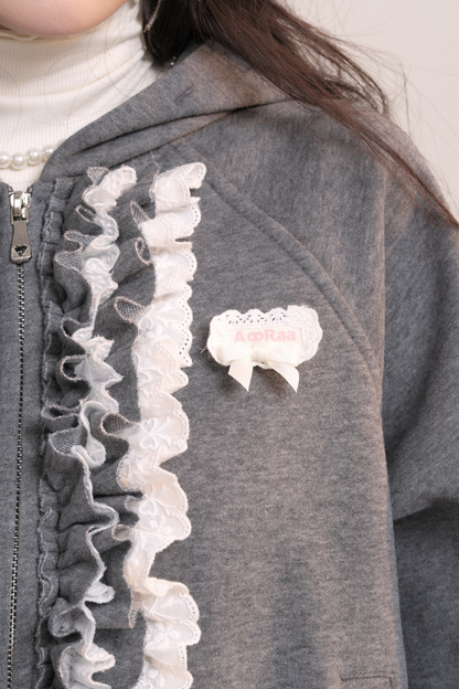 バレエレーススウェットフードジャケット+ケーキスカート