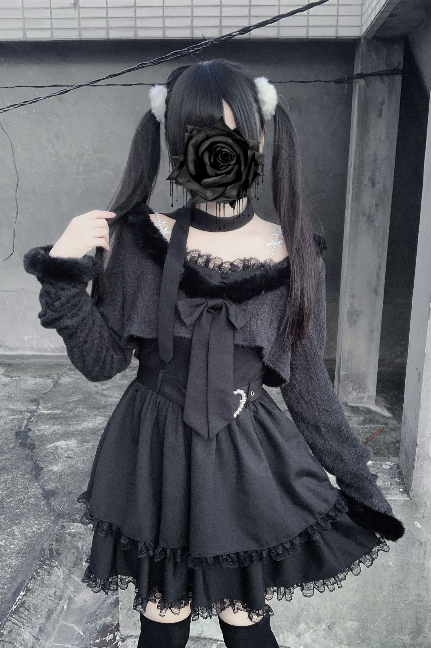 地雷サスペンダー スカート+ ショートカーディガン