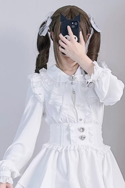 Sweet frill ribbon blouse