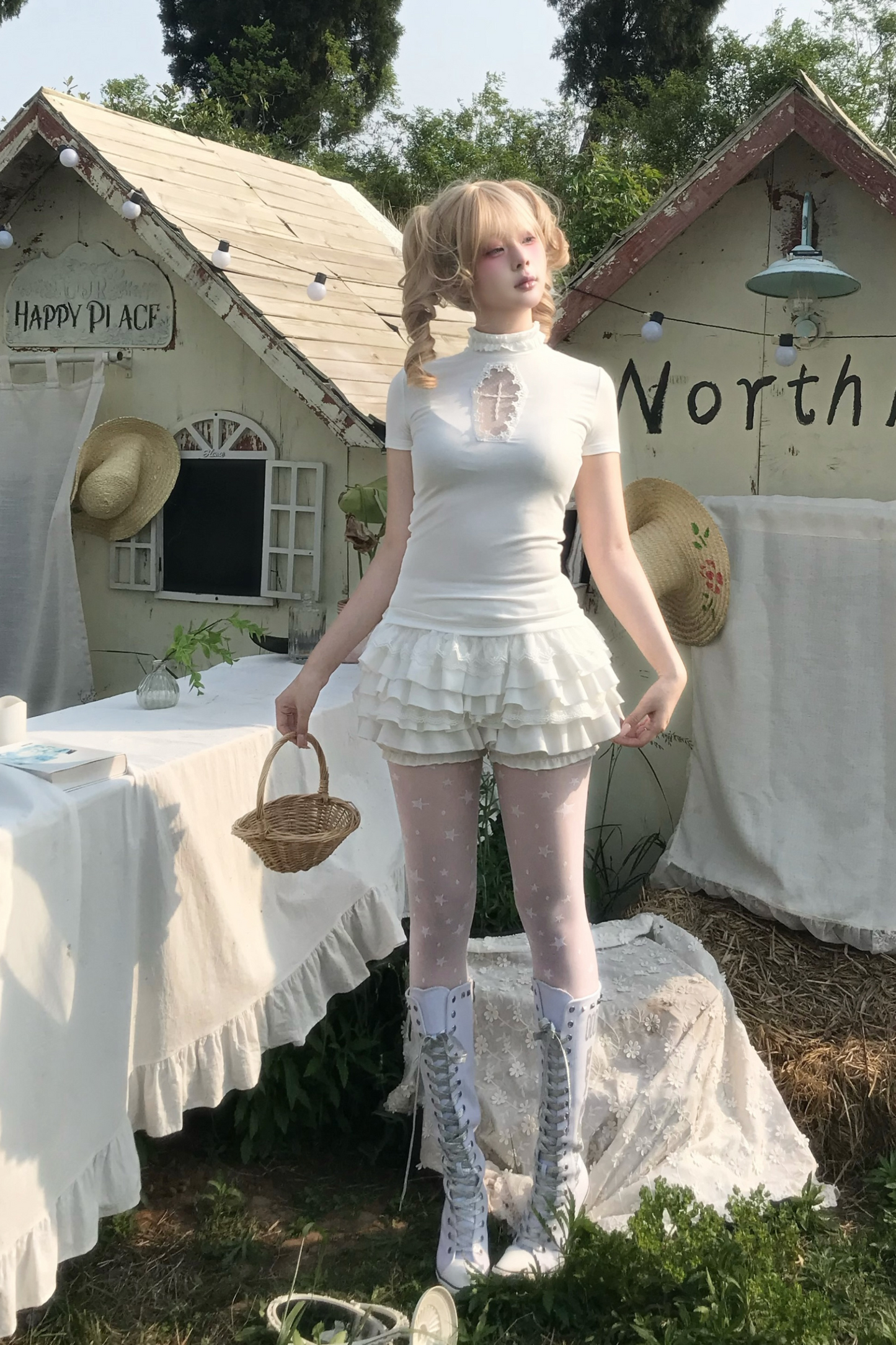 Cross Stitch Gothic Girl Top + Ruffle Pumpkin Pants