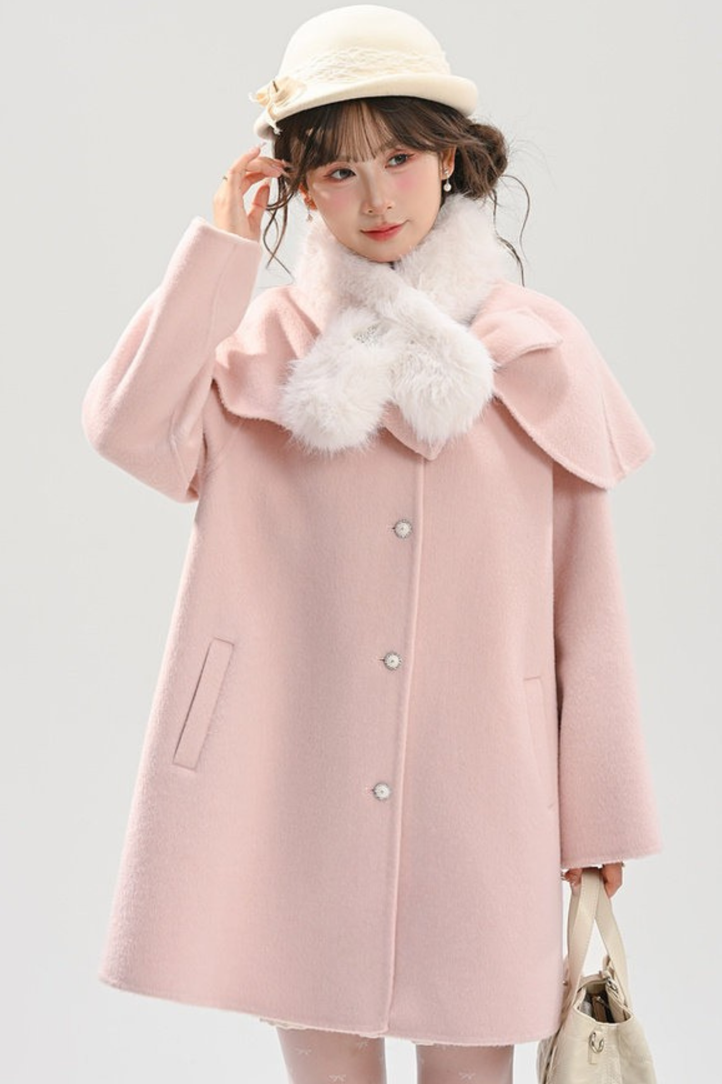 リボンビッグカラーフレアコート