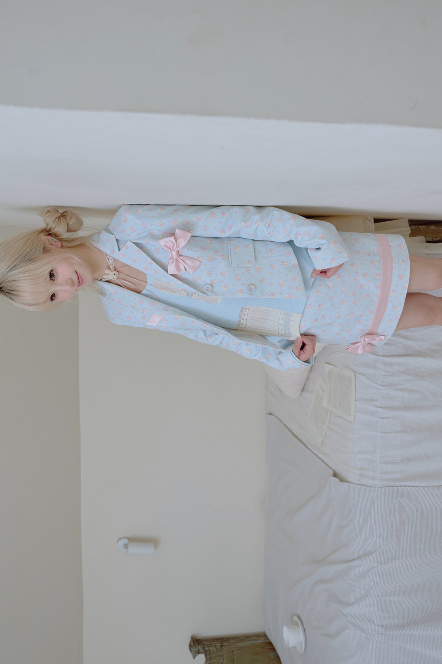 フローラルスイートリボンジャケット＋タイトスカート