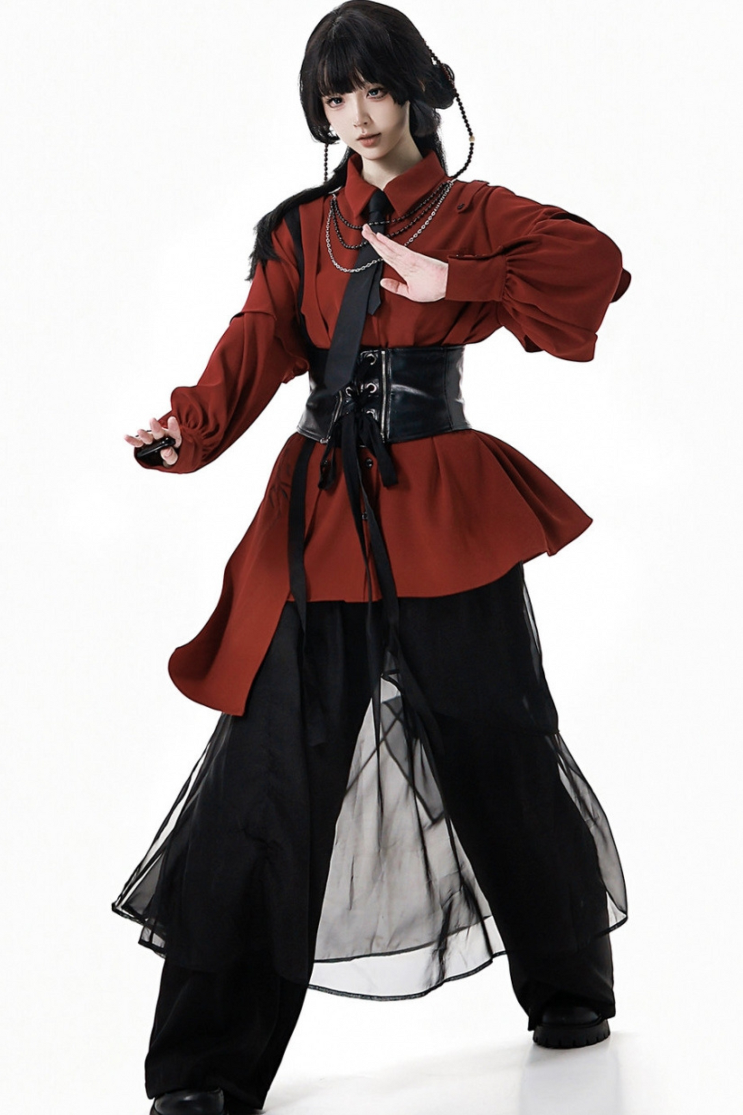 China Top + Chiffon Pants + Corset