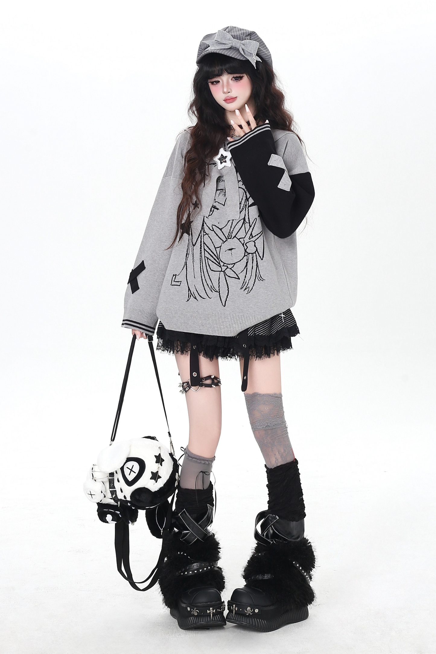 Rabbit Ear Bicolor Loose Sweater