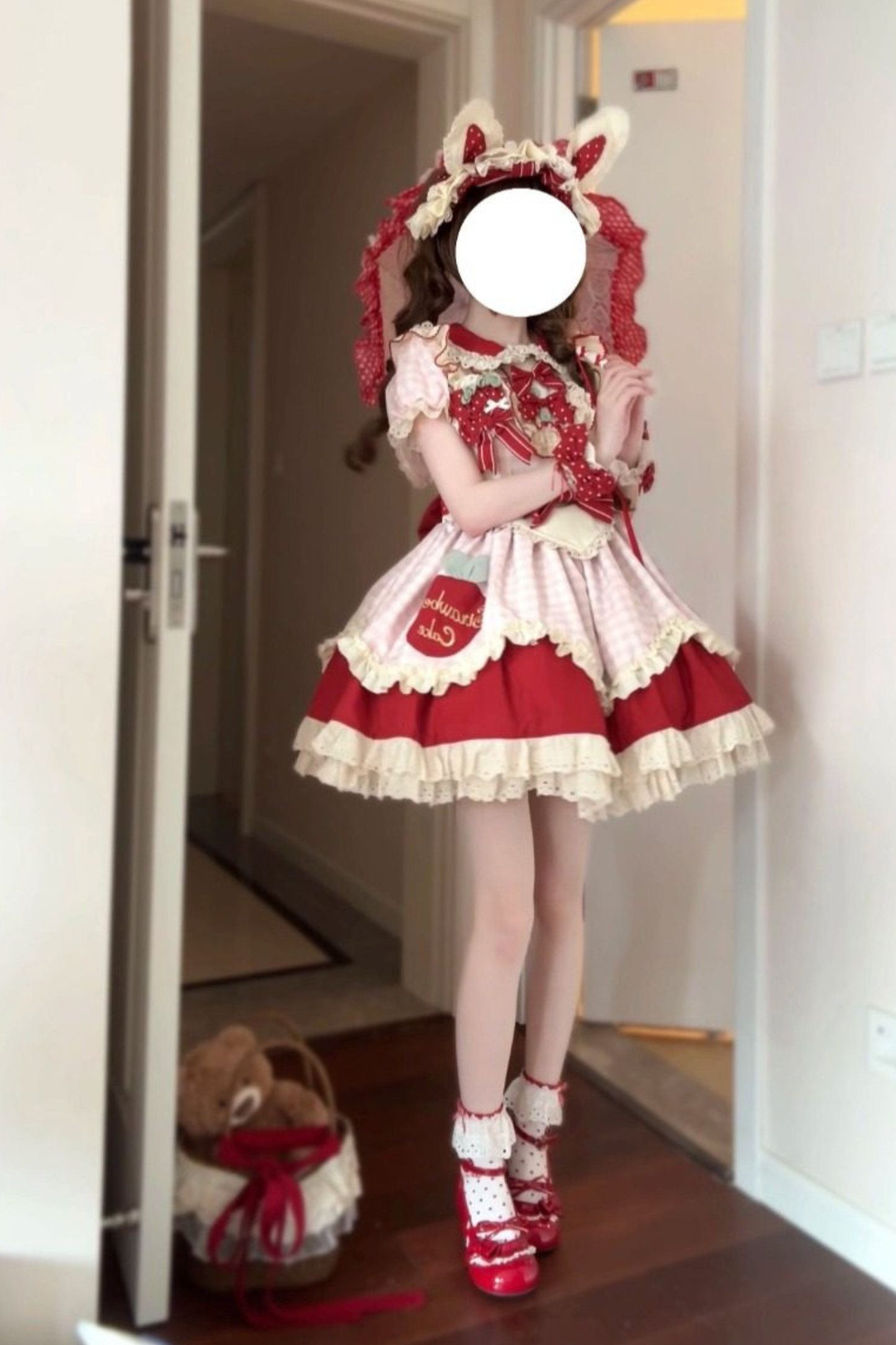 Dream Pastry Lolita Dress + Apron + Hairband + Sleeves + Bonnet