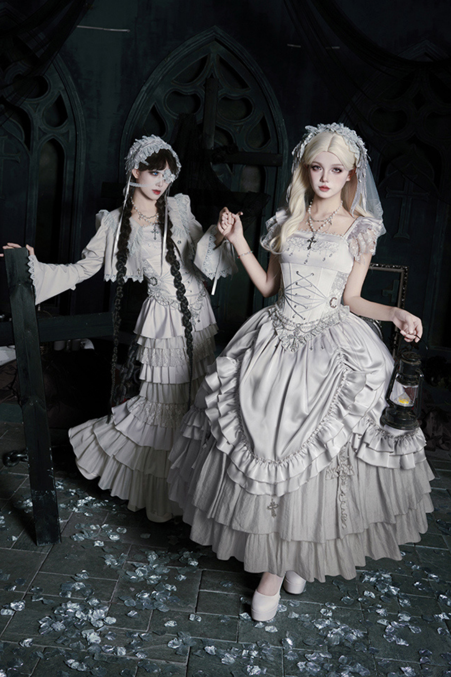 ゴシックロリータスカート+コルセット+ベール+ネックレス+ウエストチェーン