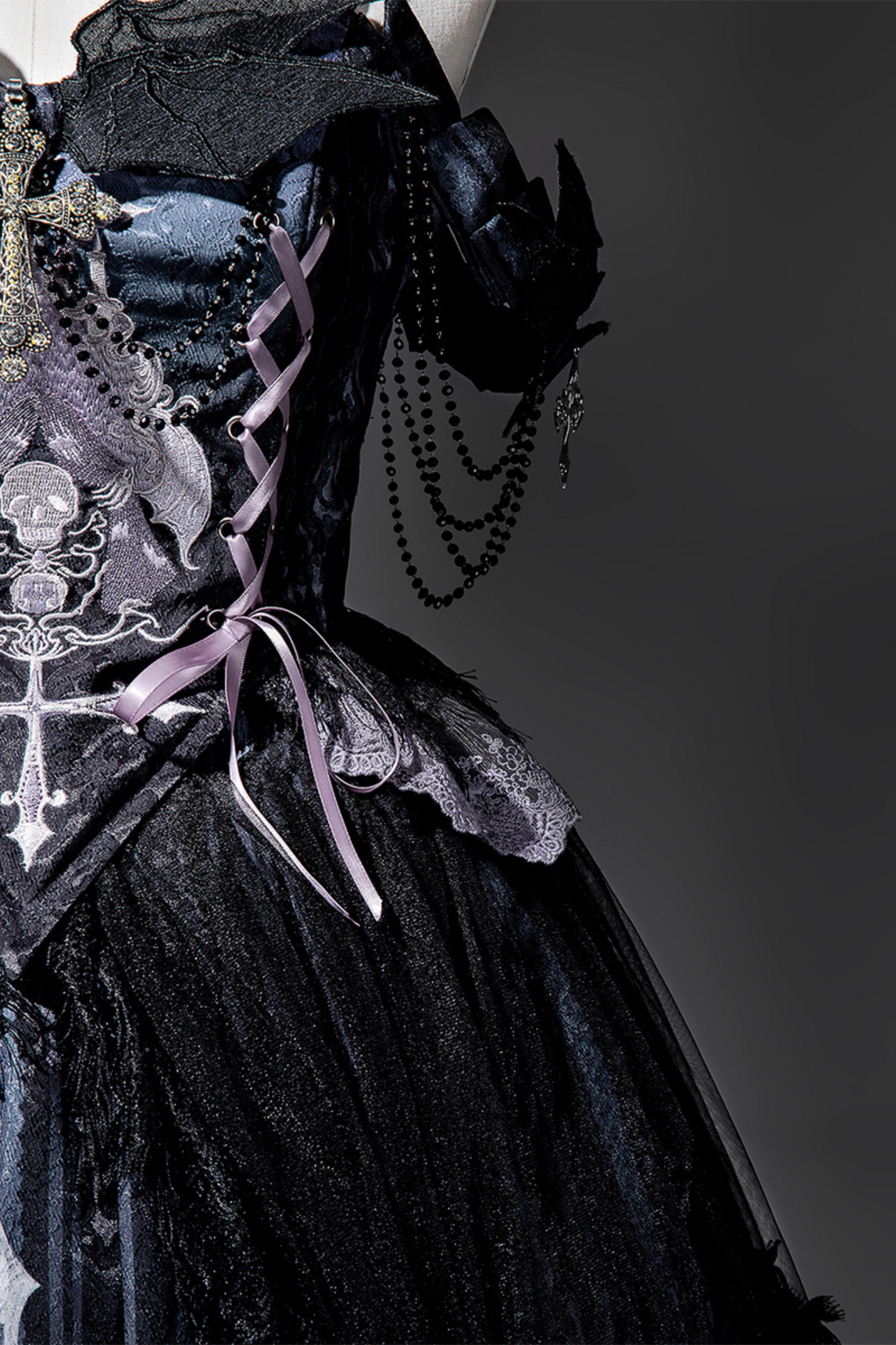 Gothic style dark camisole top + dark chic skull skirt