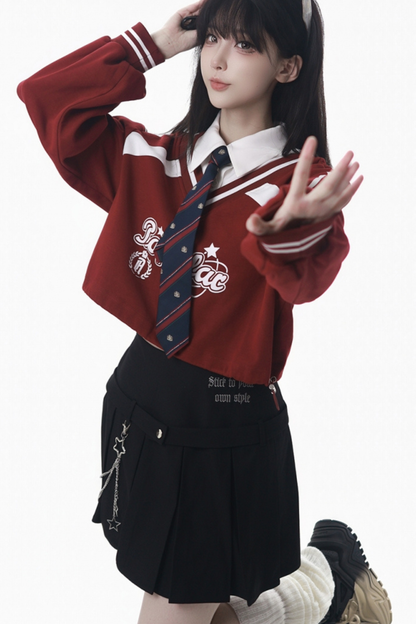 American College Sweatshirt + Tie + Pants + Skirt