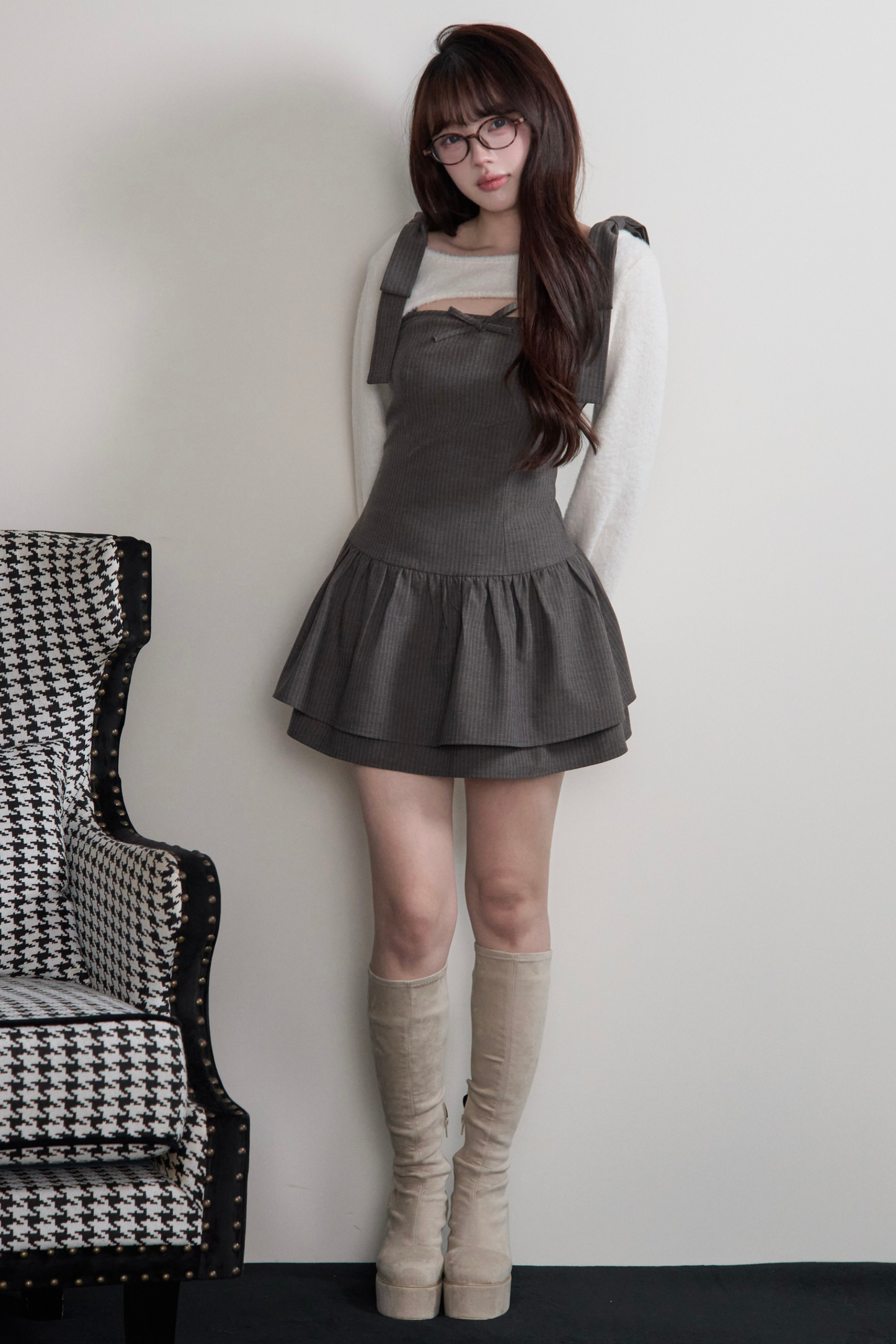 リボンサスペンダードレス+トップス