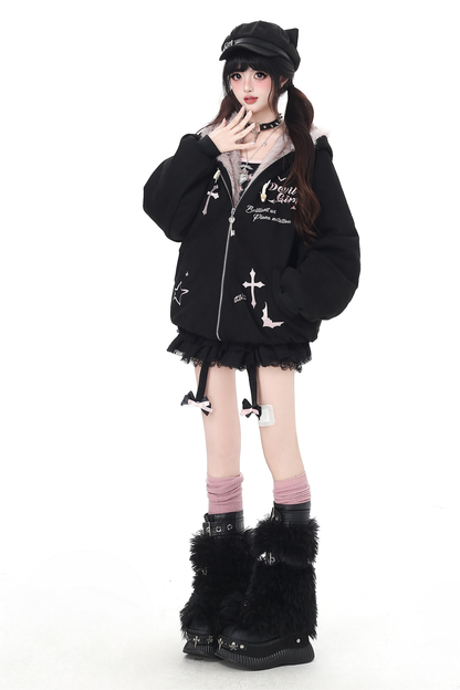 バニーファーフードジップジャケット