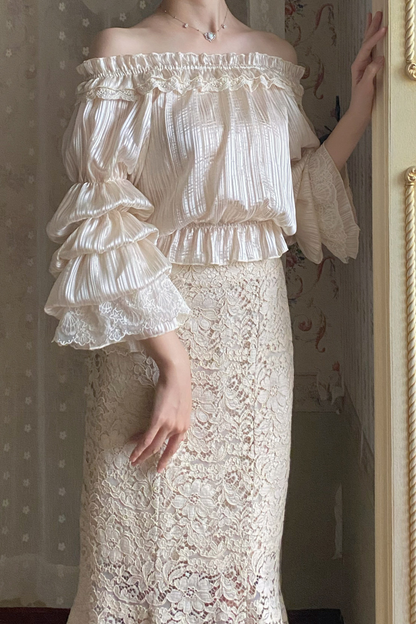 シフォンオフショルダーシアートップス