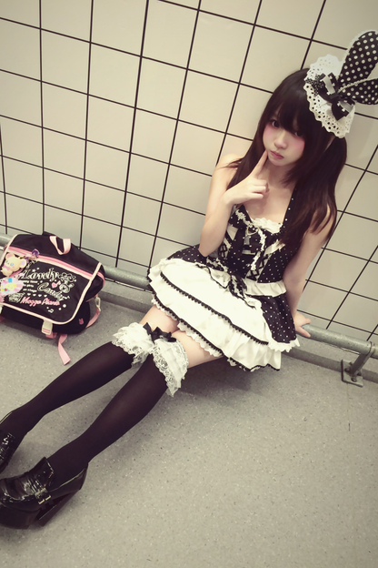 ヴィンテージスイートハートドットドレス+インナートップス