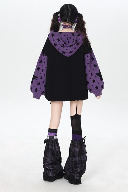 Star Gothic Bicolor Hooded Knit Cardigan