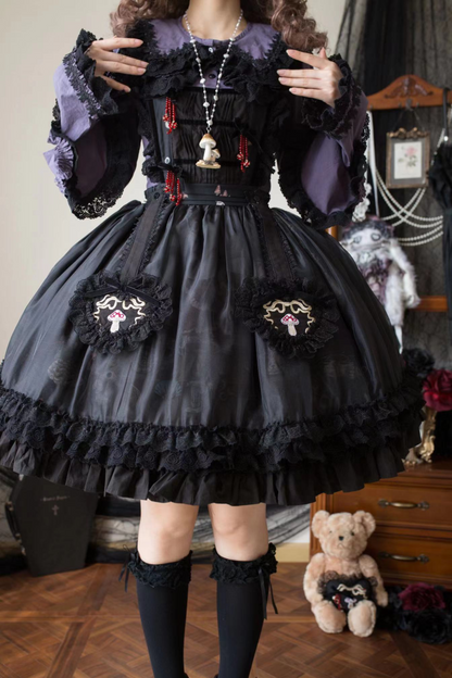 リフティングビーズゴシックストラッププリントドレス