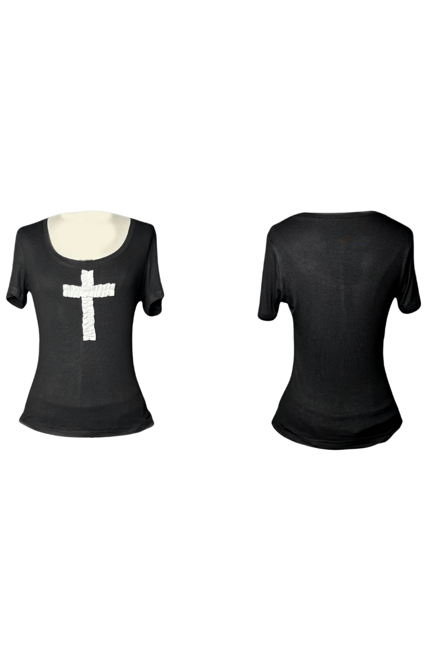 Gothic-Stil Kreuz-T-Shirt + Kreuzkragen + Kürbishose