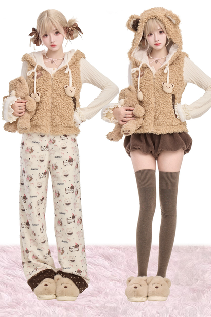 ベアビスケットベスト+ニット+パンツ