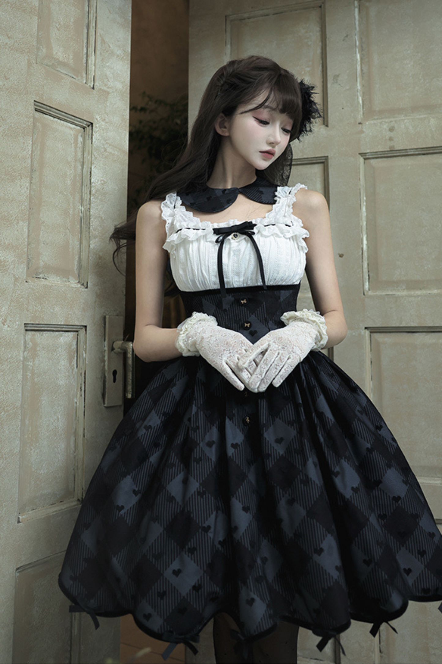 Silent Manner Dark Lolita Princess Jumperskirt + Ribbon Collar Ruffle Jacket