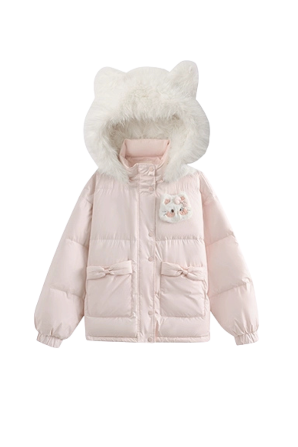 ファーキャットフードダウンジャケット