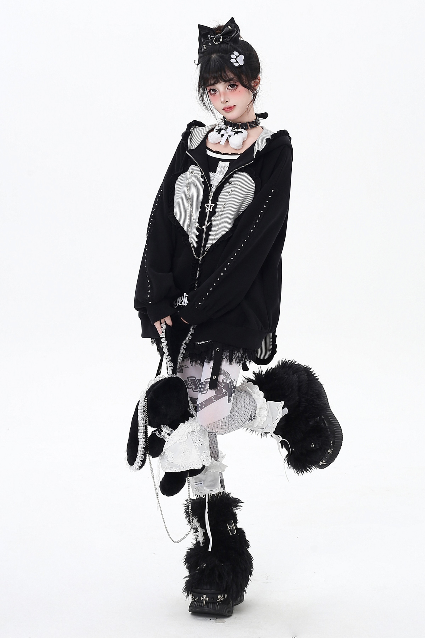 Love Heart Bunny Hooded Loose Hoodie