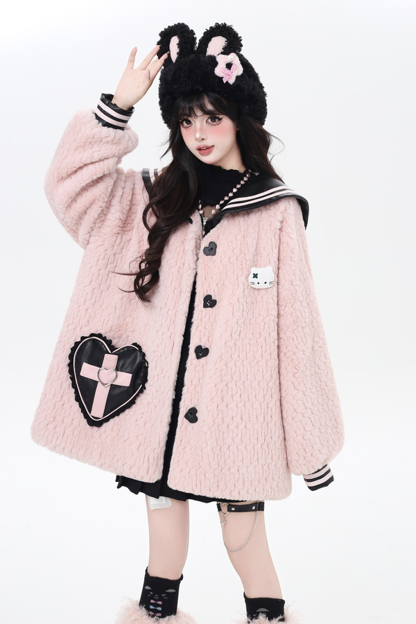 Sweet Cool Navy Collar Lantern Sleeve Jacket