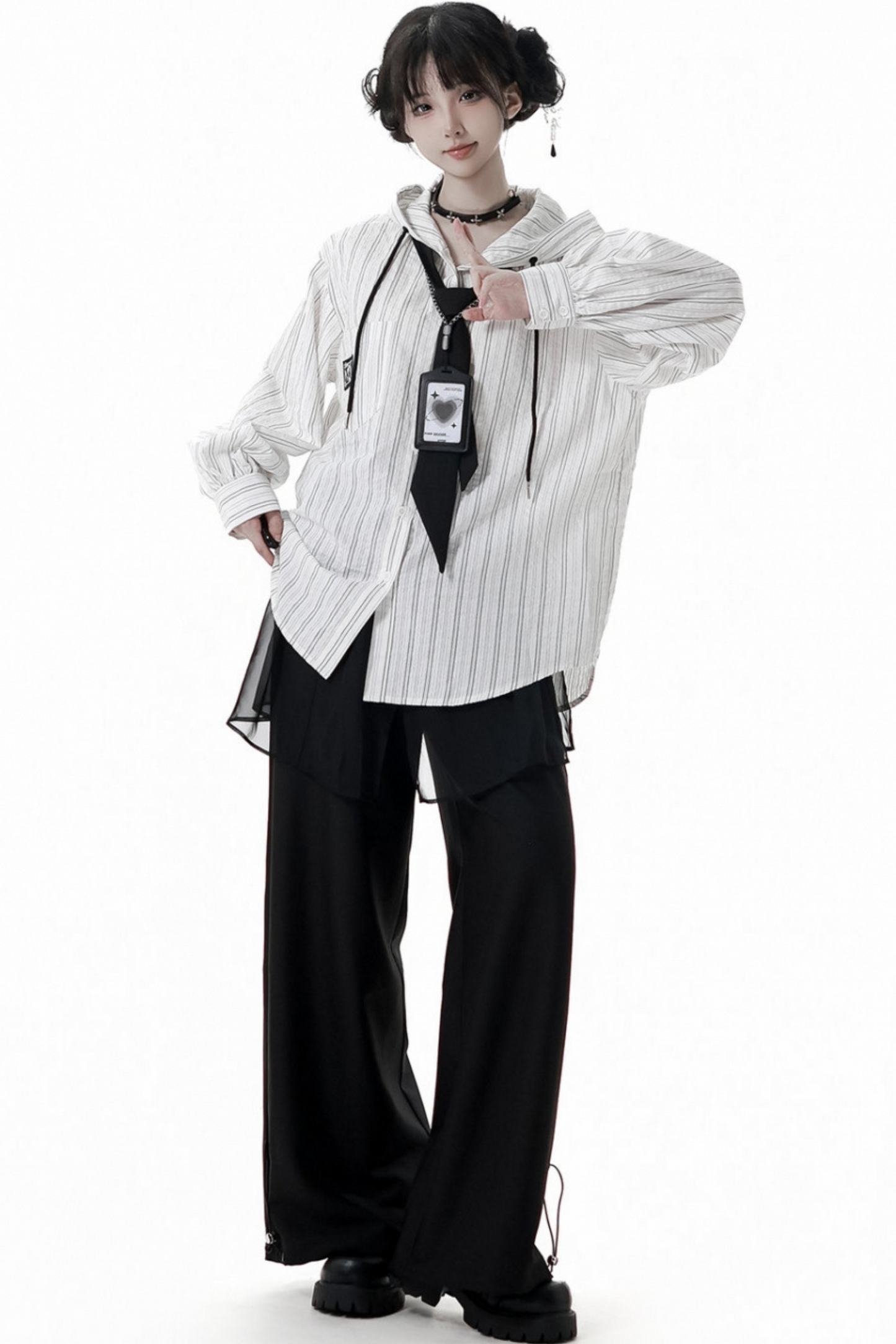 ストライプカップルガールフレンドチャイナセットアップ