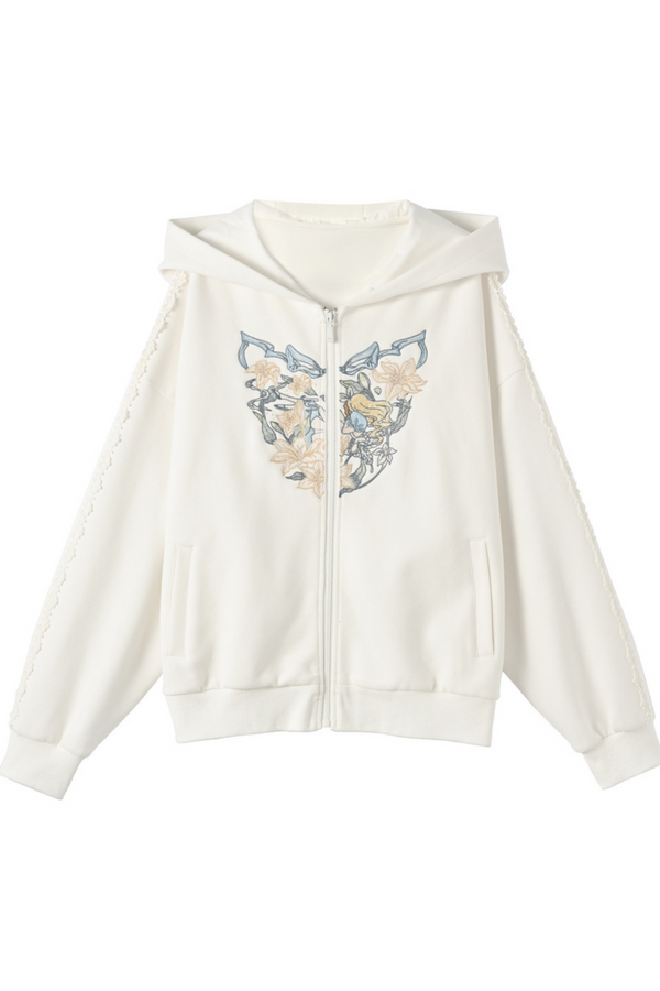 Splicing hooded parka + long skirt + wide pants