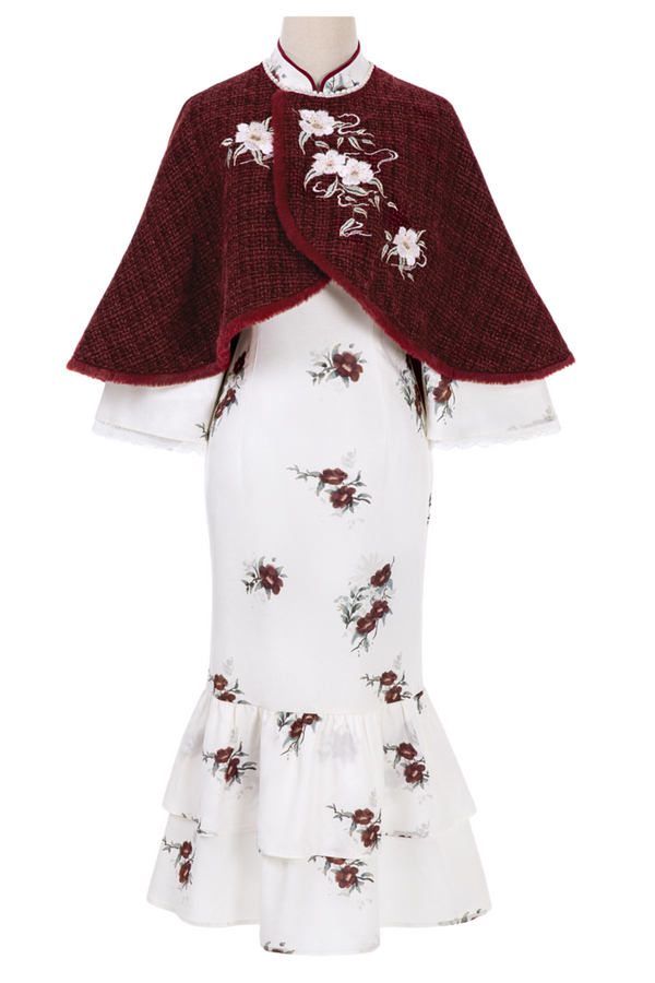 Retro Flower Chinese Dress + Cloak
