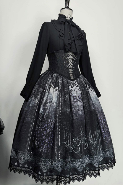 エレガントゴシックロリータジャンパースカート+ジャケット+スカート+シャツ+コルセット+アクセサリー