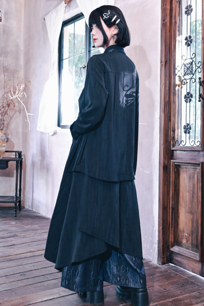 Snake design patchwork shirt