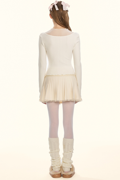 シアーリボンドールカラータイトトップス