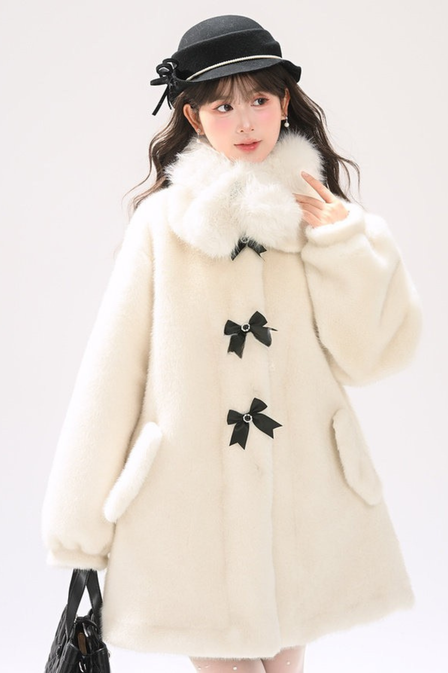 トリプルリボンミドルファーコート