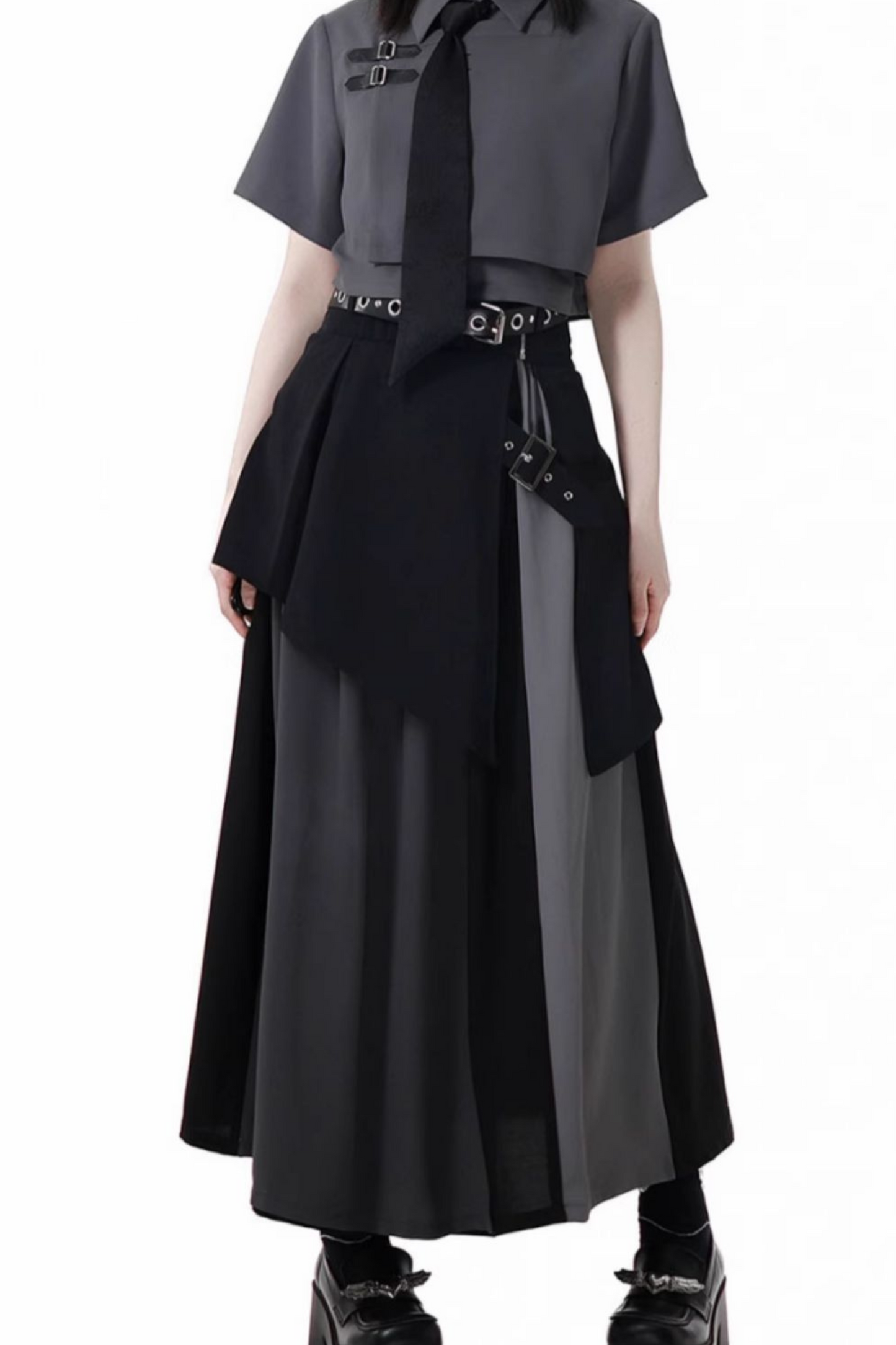 Mode tie short shirt + culottes ++ asymmetrical skirt + long skirt